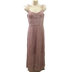 Keepsake Dress Size Small Lace Overlay Corset Midi Blush Pink Spaghetti Straps